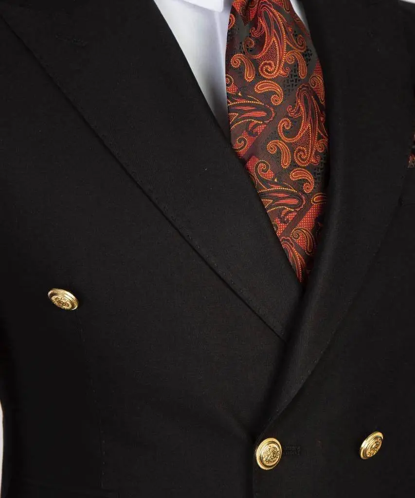 Double Breasted Black Suit Peak Lapel 2pc — photograph 2