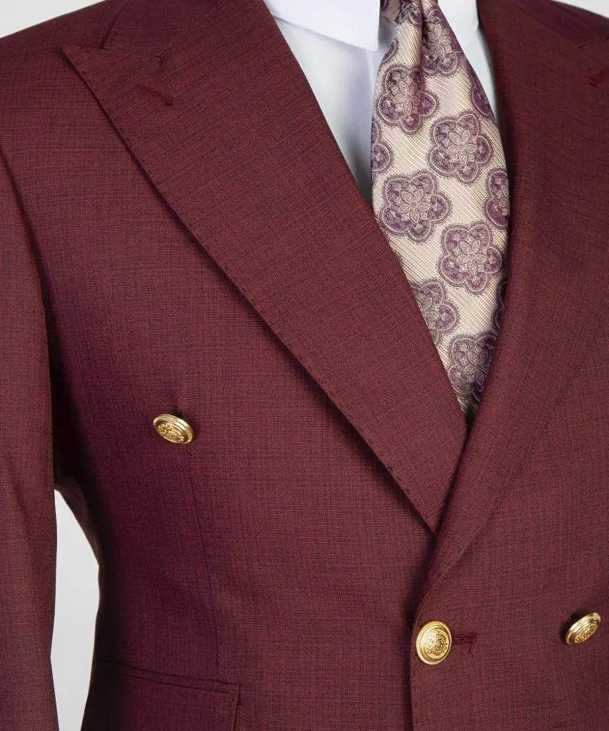 Double Breasted Burgundy Suit Peak Lapel 2pc — photograph 2