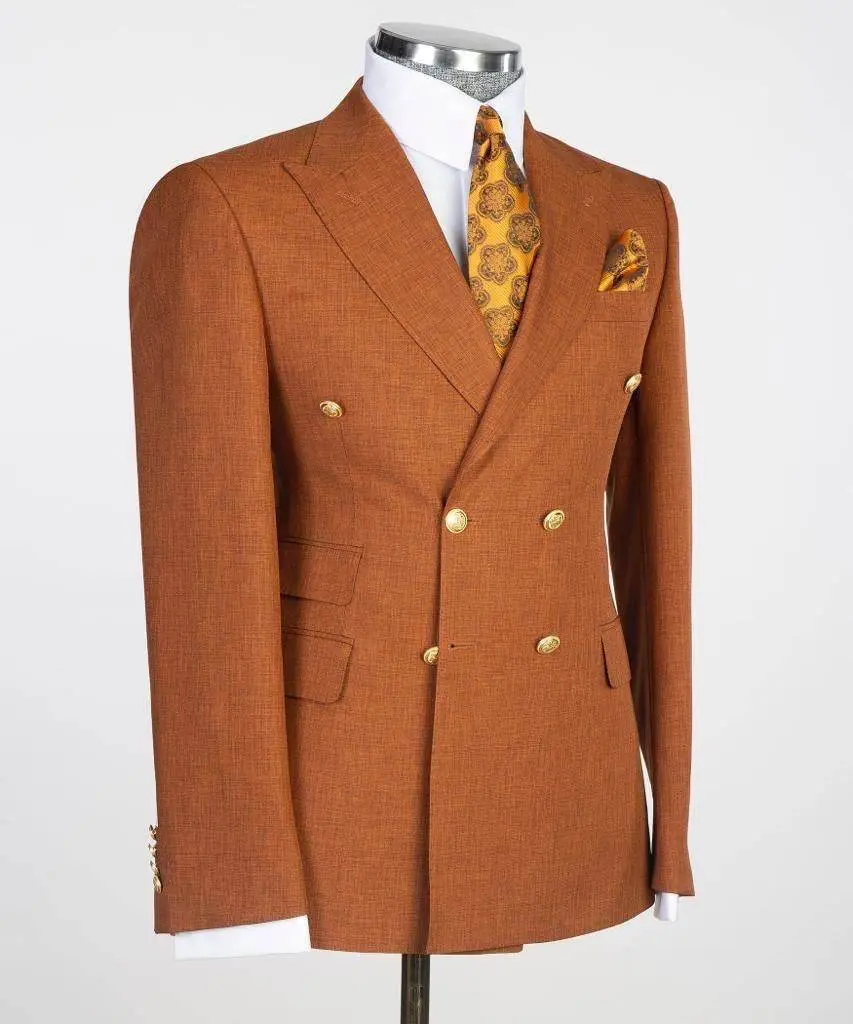 Double Breasted Camel Suit Peak Lapel 2pc — photograph 3
