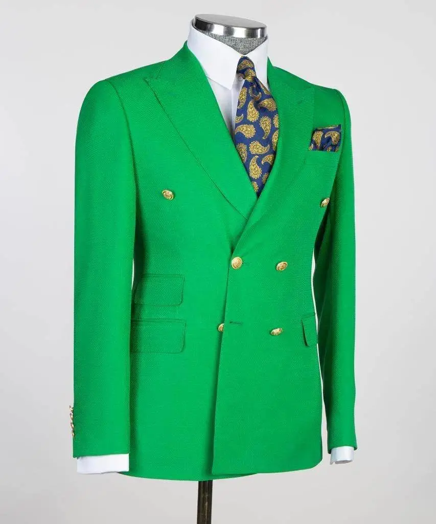 Double Breasted Green Suit Peak Lapel 2pc — photograph 3