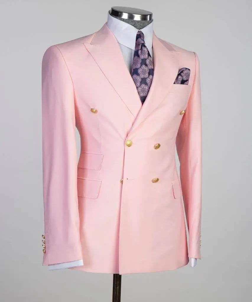 Double Breasted Pink Suit Peak Lapel 2pc — photograph 3
