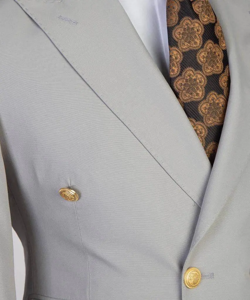 Double Breasted Grey Suit Peak Lapel 2pc — photograph 2