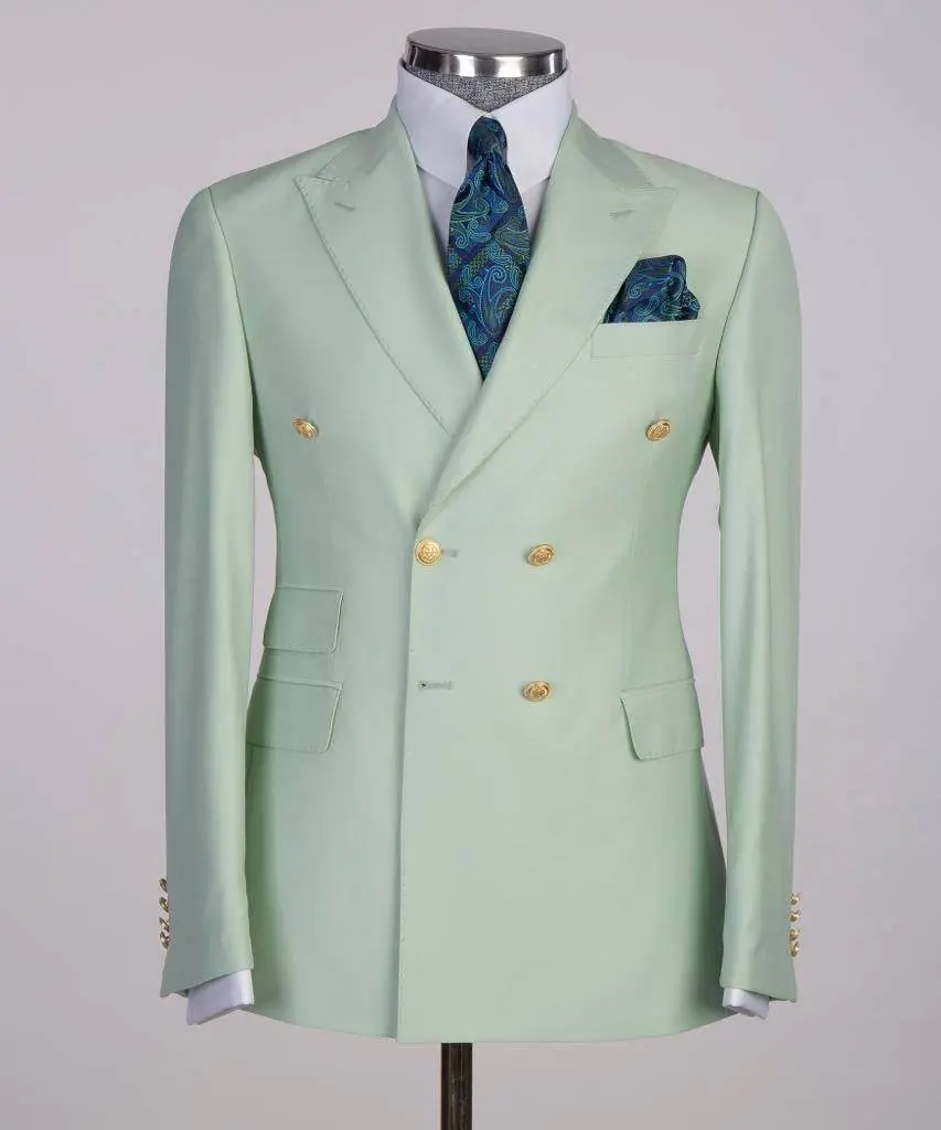Double Breasted Green Suit Peak Lapel 2pc — photograph 1