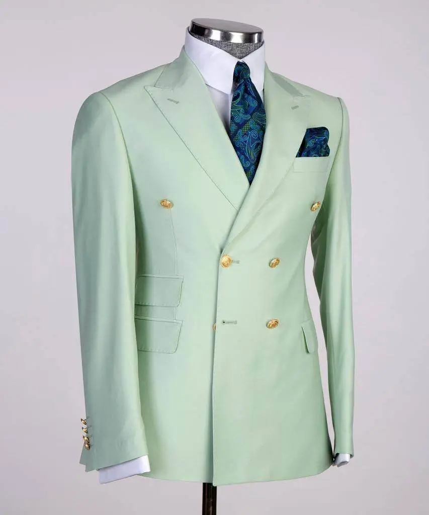 Double Breasted Green Suit Peak Lapel 2pc — photograph 3