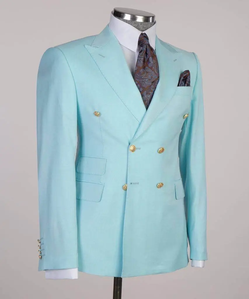 Double Breasted Blue Suit Peak Lapel 2pc — photograph 3