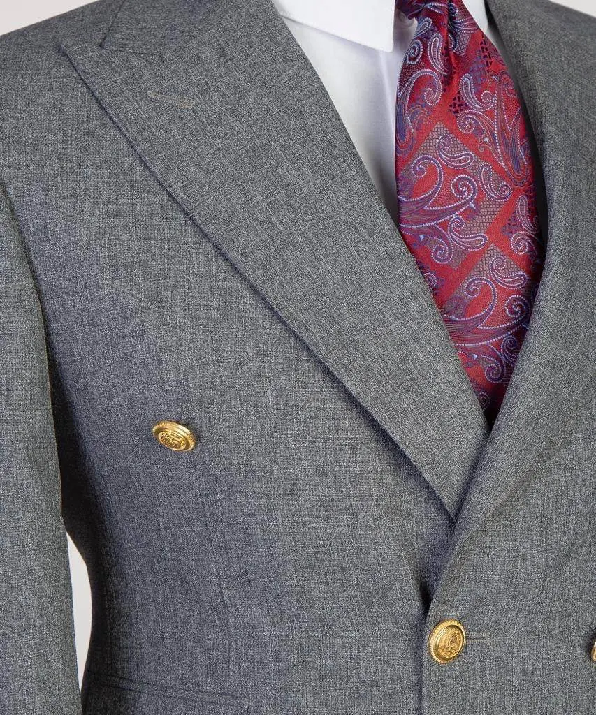 Double Breasted Grey Suit Peak Lapel 2pc — photograph 2