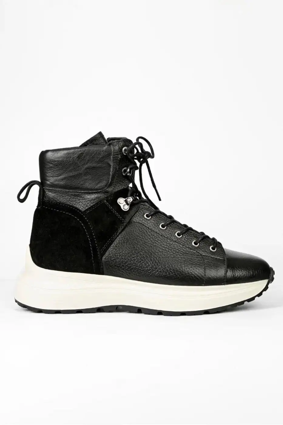 Black Leather LaceUp Boots — photograph 2