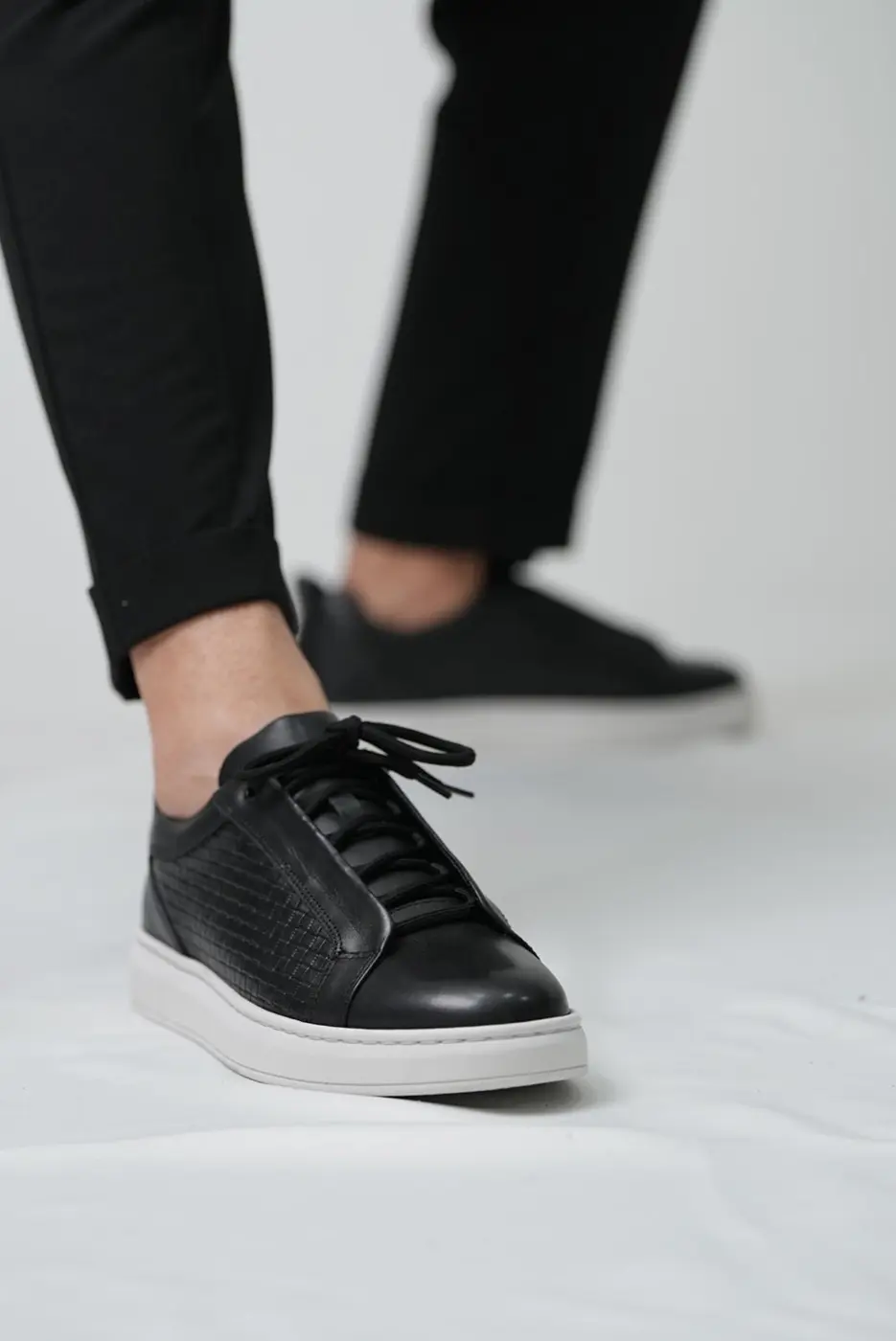 Black Leather Sneakers for Men — photograph 1