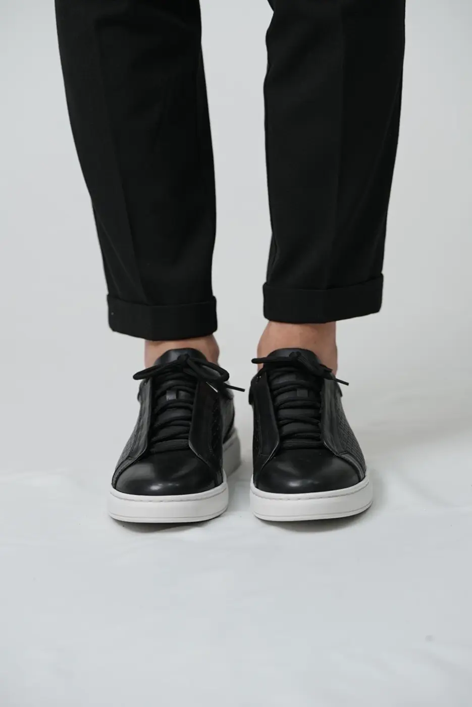 Black Leather Sneakers for Men — photograph 4