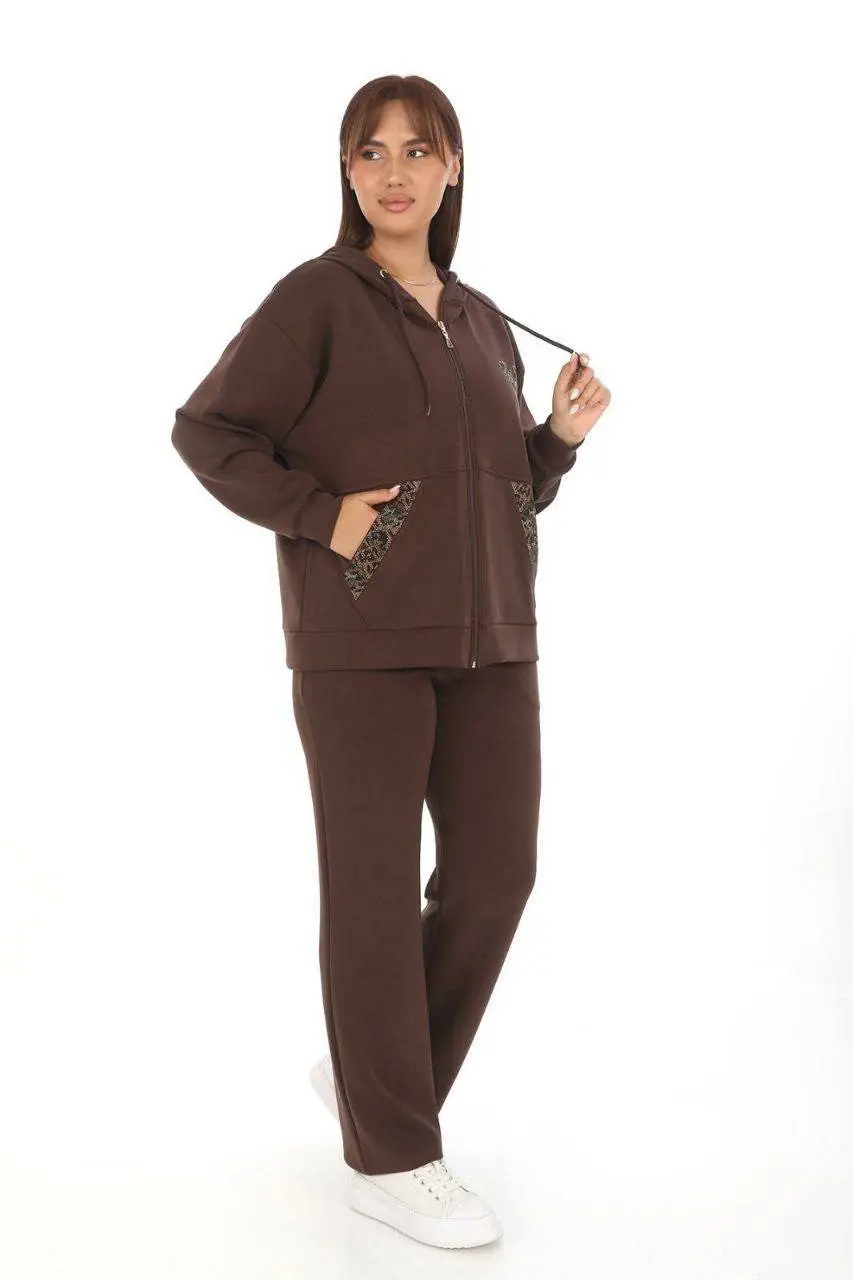 Brown Tracksuit Set-Hooded-2-Piece — photograph 2