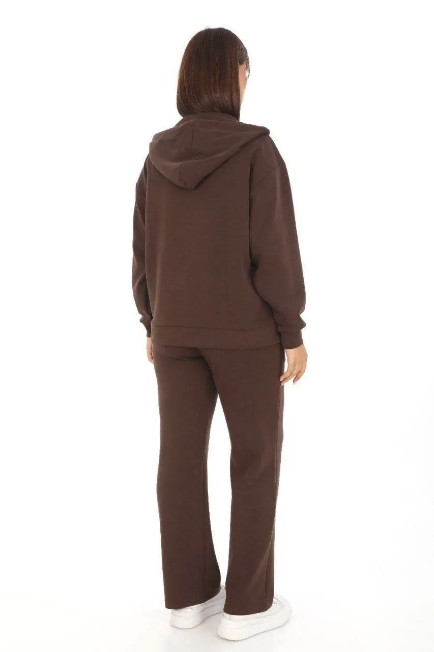 Brown Tracksuit Set-Hooded-2-Piece — photograph 3