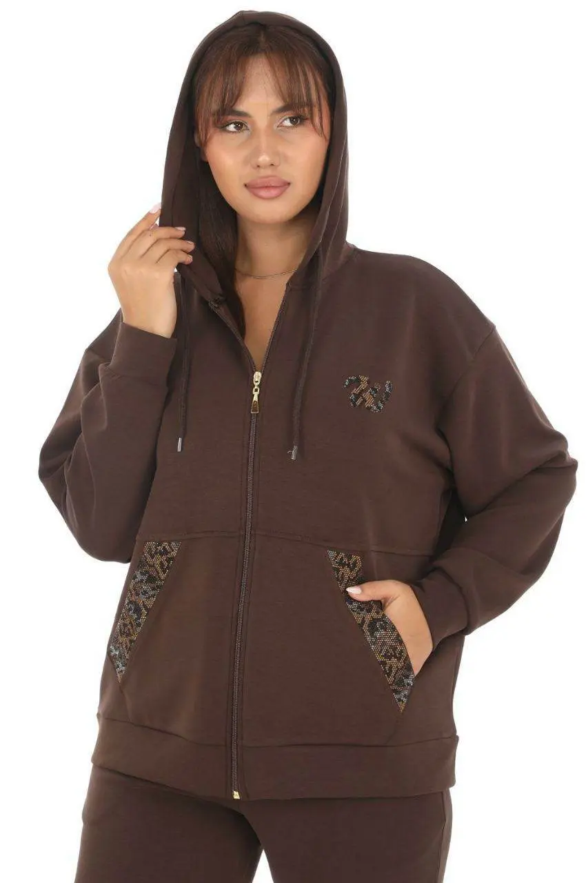 Brown Tracksuit Set-Hooded-2-Piece — photograph 4
