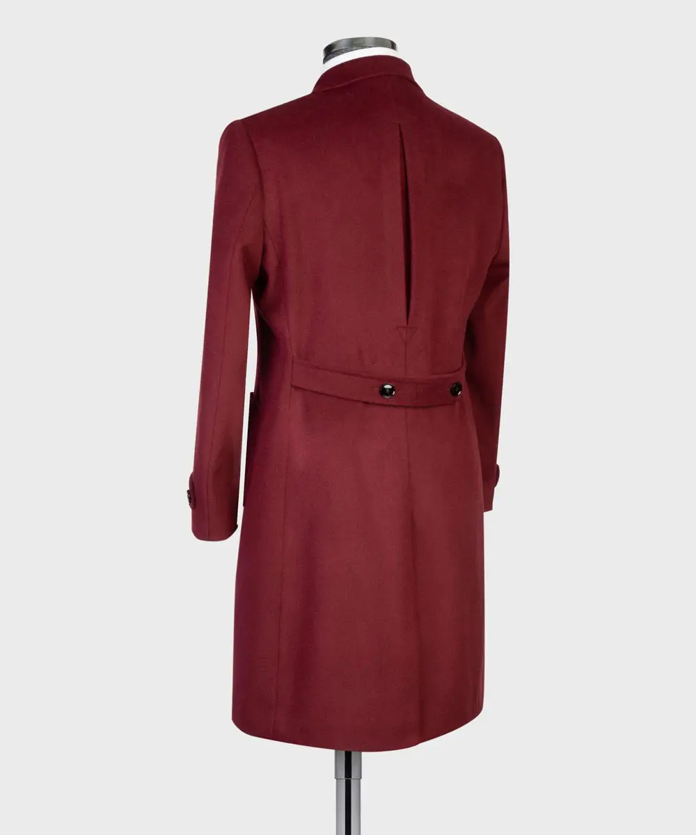 Burgundy Double Breasted Men’s Long Coat — photograph 6