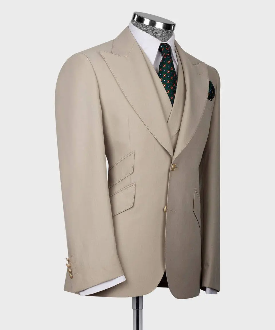 Classic 3-Piece Beige Suit Set for Men — photograph 4