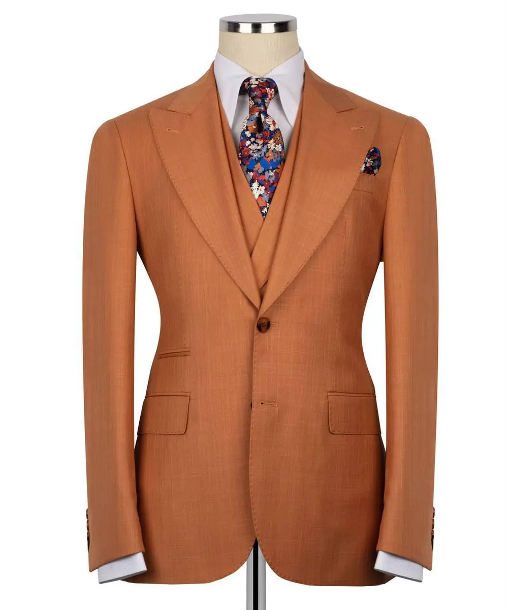 Classic 3-Piece Camel-Brown Suit Set for Men — photograph 2