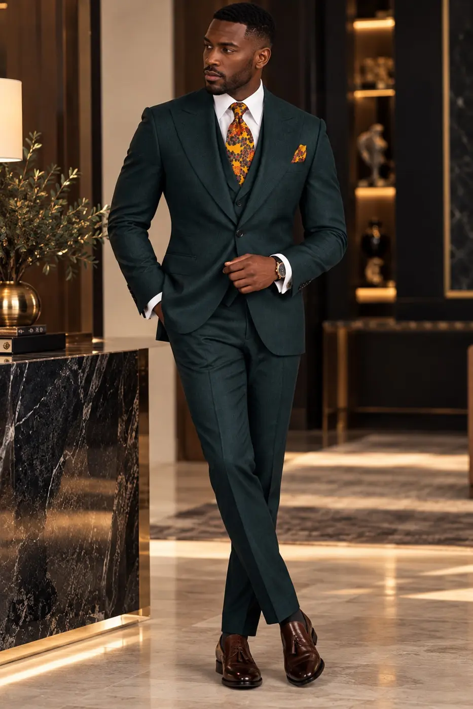Classic 3-Piece Green Suit Set for Men — photograph 1