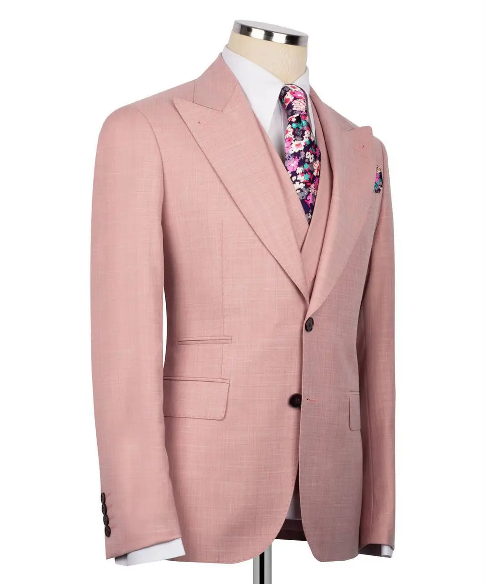 Classic 3-Piece Pink Suit Set for Men — photograph 4