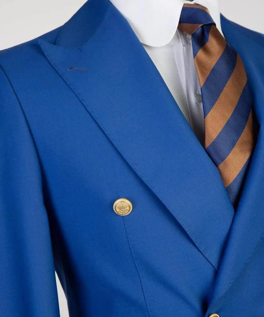 Double Breasted Blue Suit Peak Lapel 2pc — photograph 2