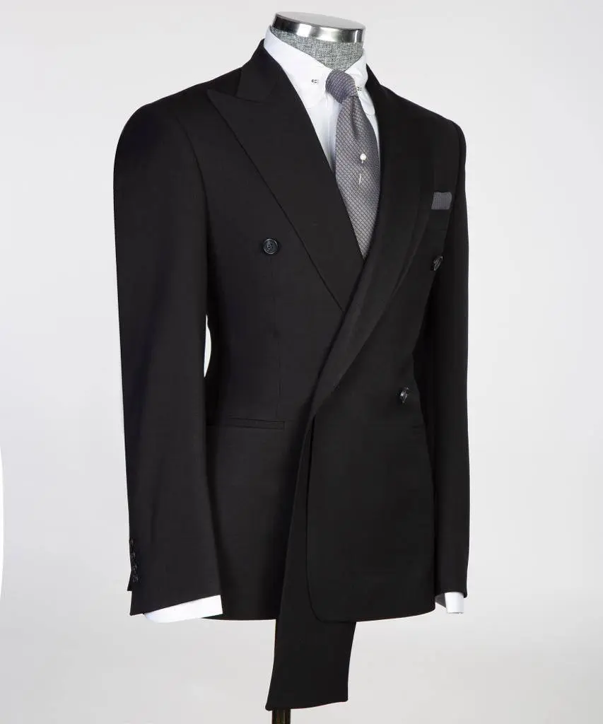 Shawl Design Double Breasted Black Suit — photograph 3