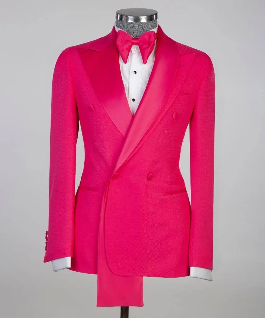 Shawl Design Satin Lapel Pink Tuxedo — photograph 1