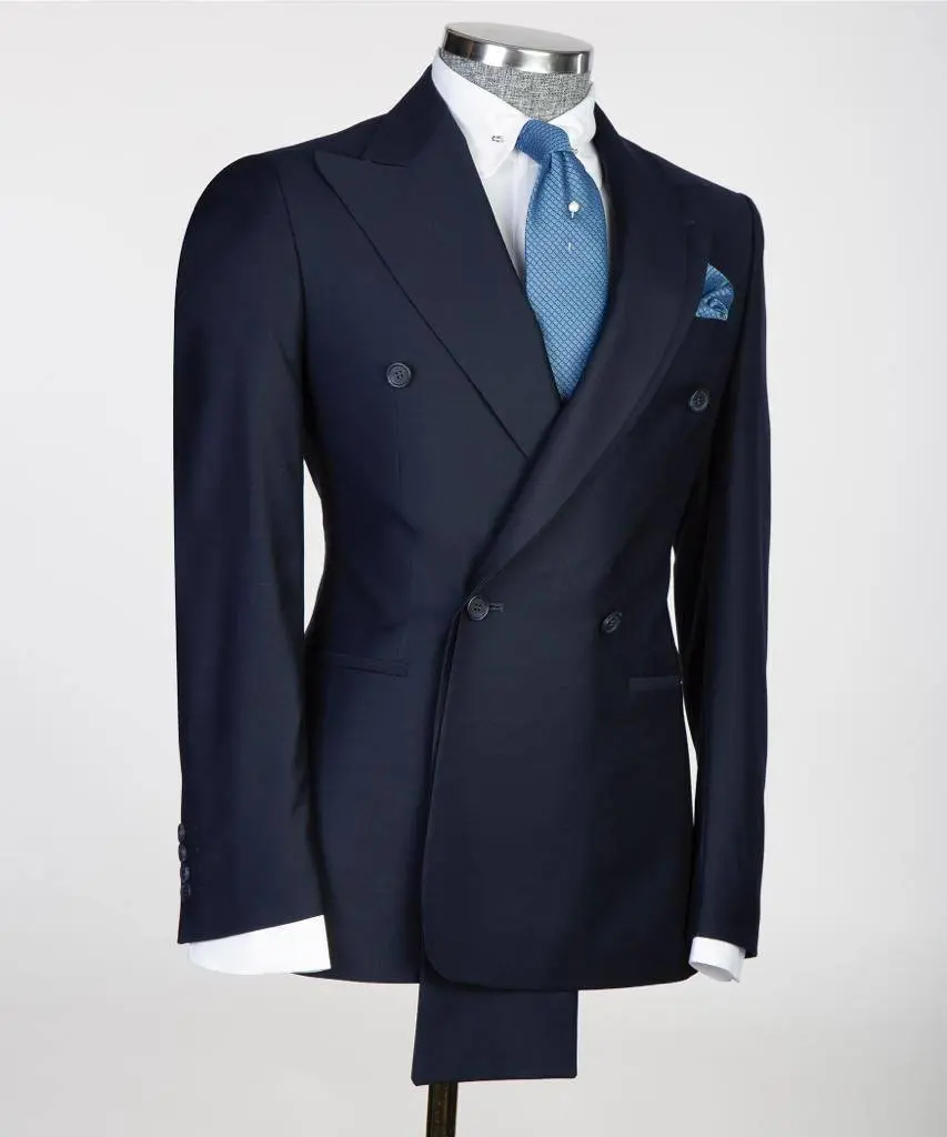 Shawl Design Double Breasted Navy Suit — photograph 3