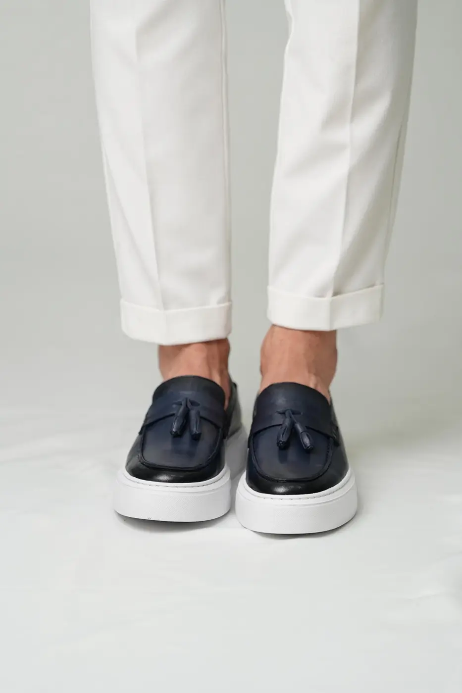 Genuine Leather Men’s Navy Loafer — photograph 3