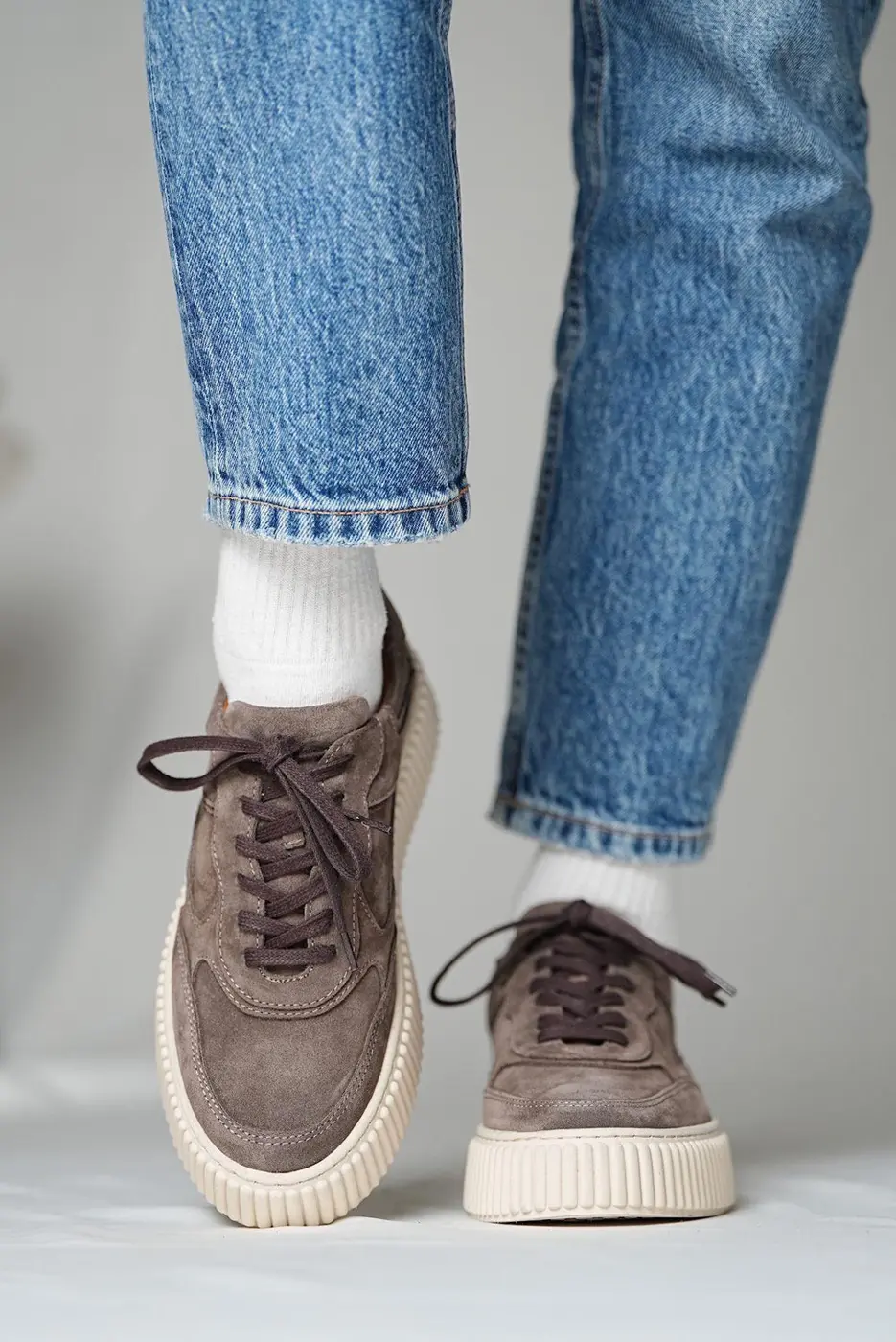 Light Brown Suede Sneakers for Men — photograph 2