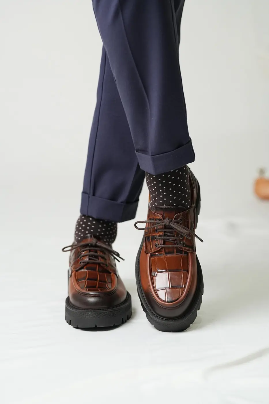 Men’s, Chroc- Embossed Brown Shoes — photograph 1