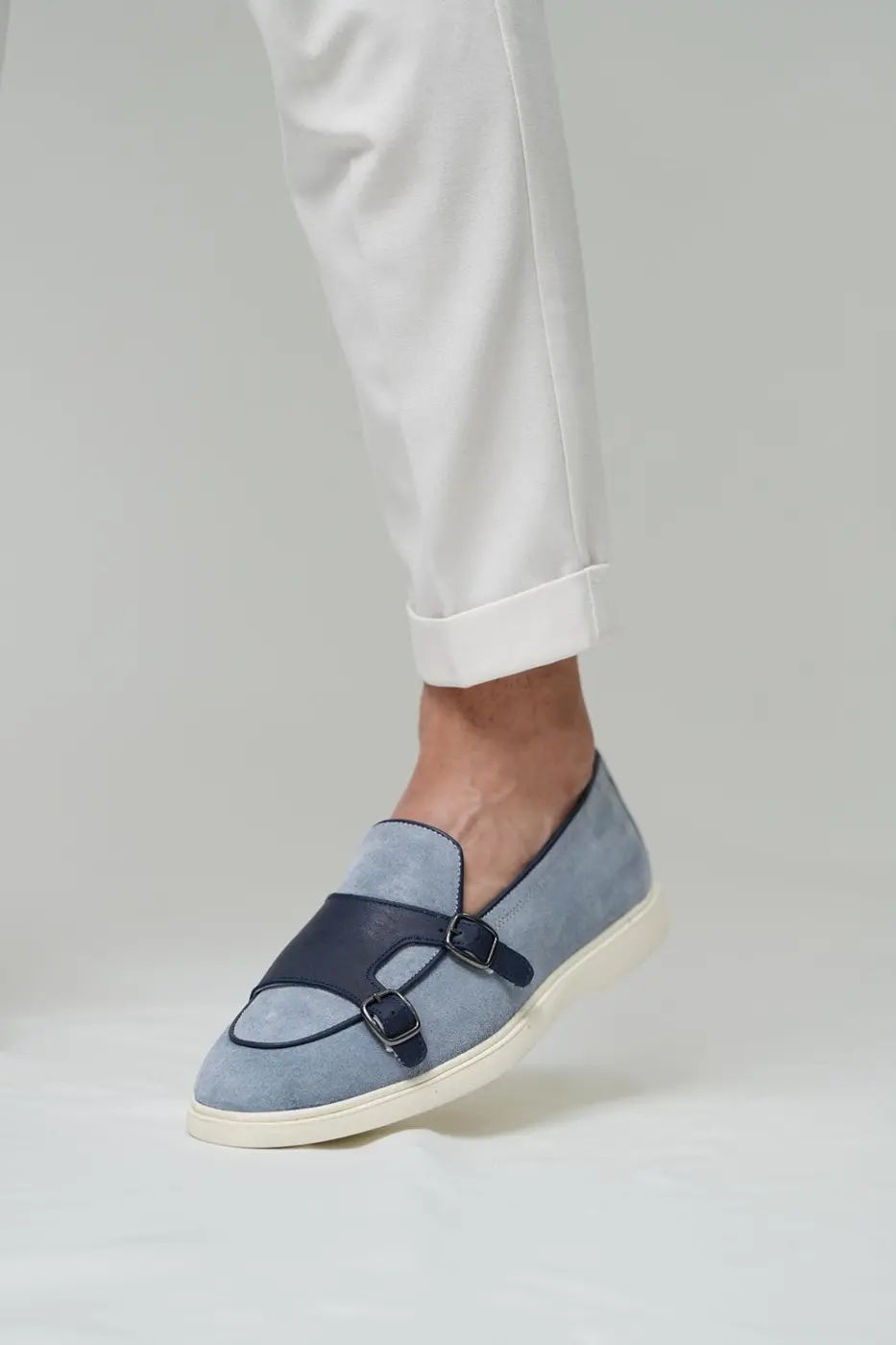 Men’s Blue & Navy Leather Loafers-Duncan — photograph 2
