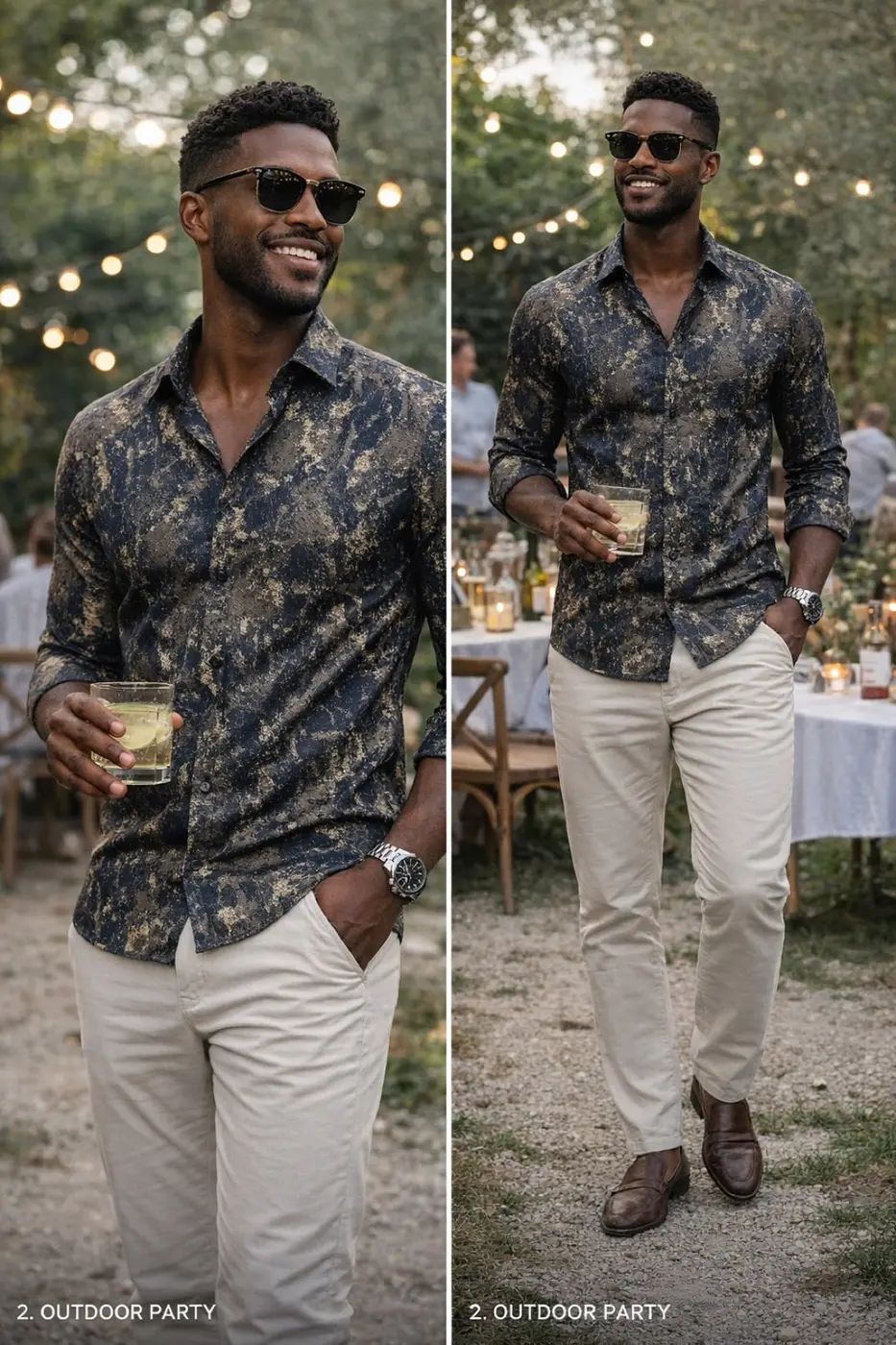 Men’s Patterned Dress Shirt Navy — photograph 1