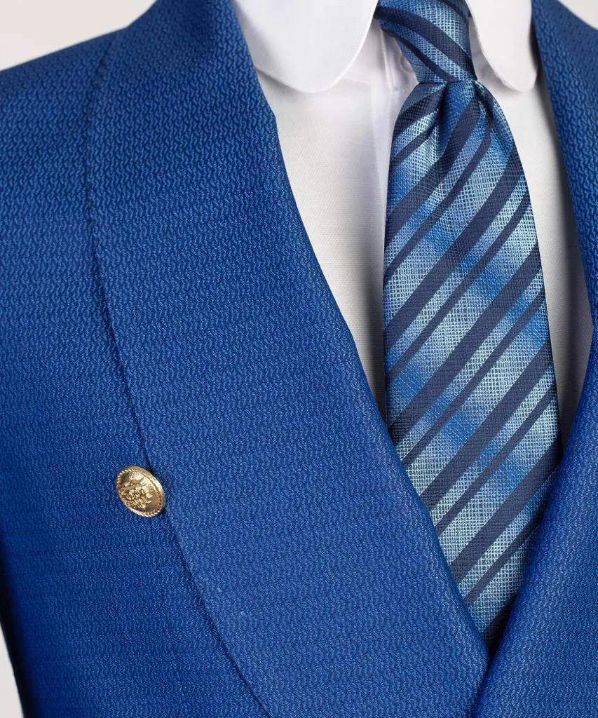 Men's 2 Piece Double Breasted Blue Suit — photograph 2