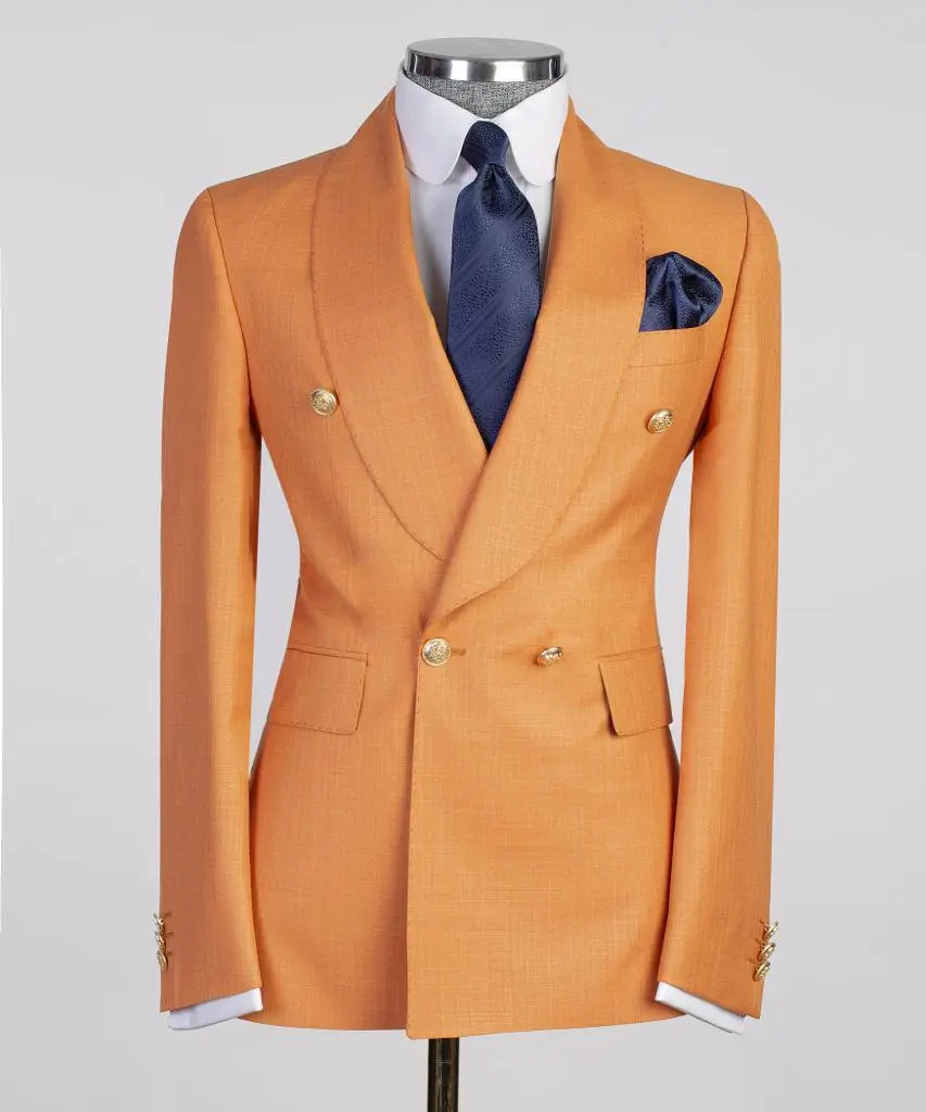 Men's 2 Piece Double Breasted Yellow Suit — photograph 1