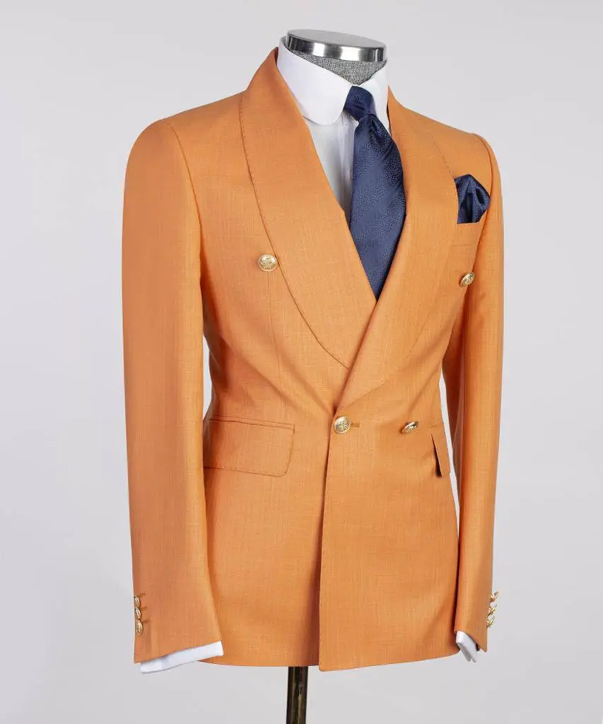 Men's 2 Piece Double Breasted Yellow Suit — photograph 3