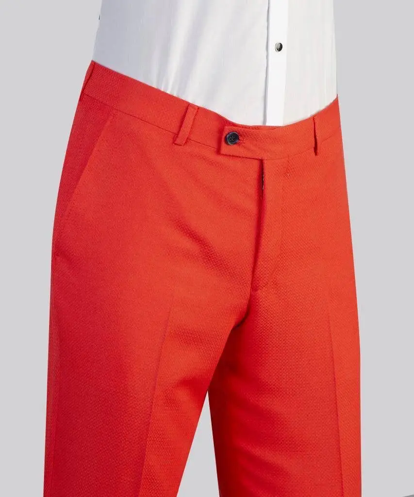 Men's 2 Piece Suit, Bright Orange, Belted Design, Costume — photograph 2