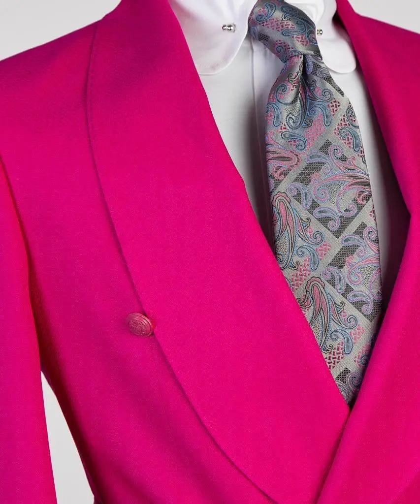 Men's 2 Piece Suit, Bright Pink, Belted Design, Costume — photograph 3