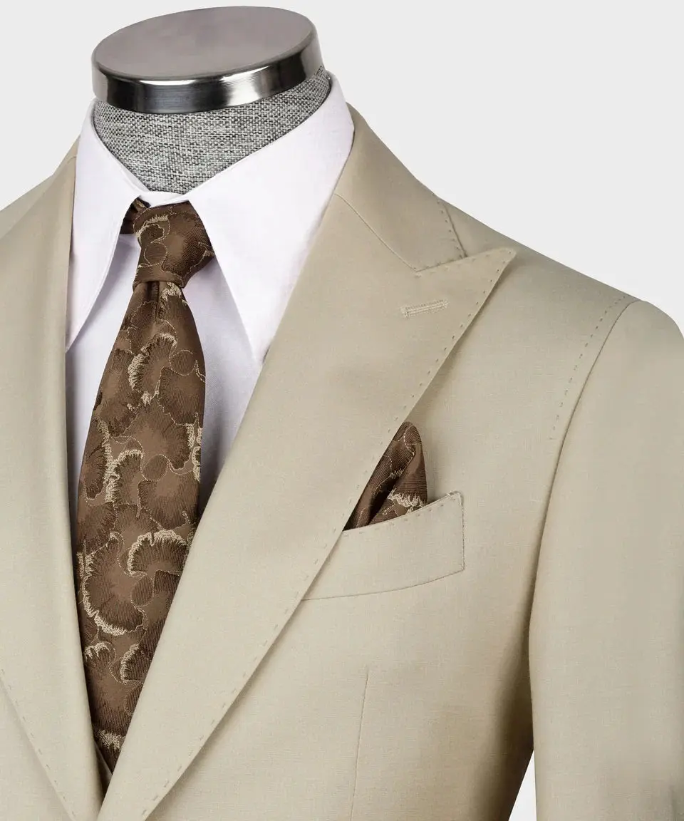Men's 3 Piece Classic Beige Suit — photograph 3