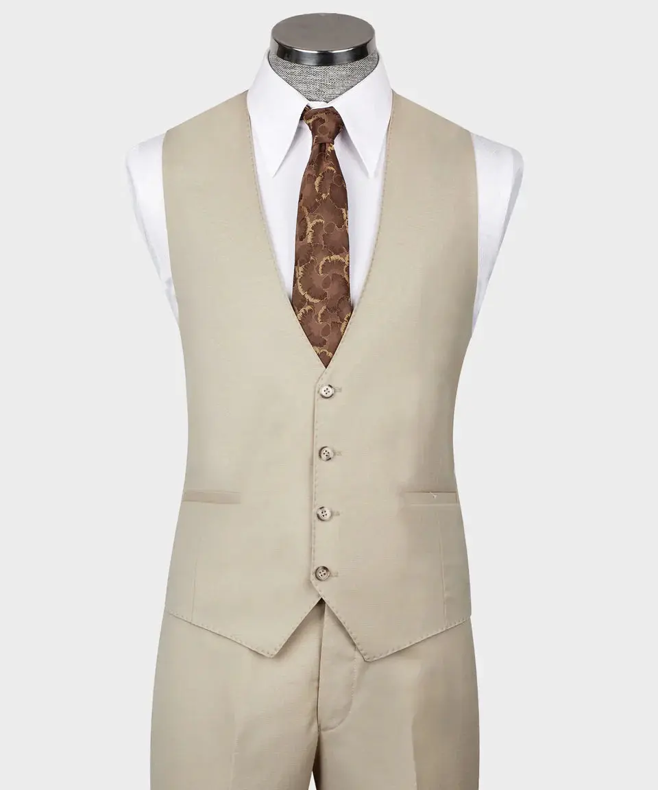 Men's 3 Piece Classic Beige Suit — photograph 4