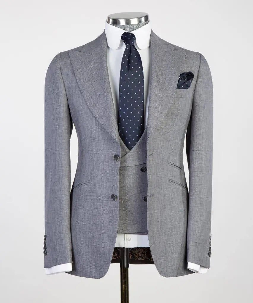 Men's 3 Piece Classic Grey Suit — photograph 1