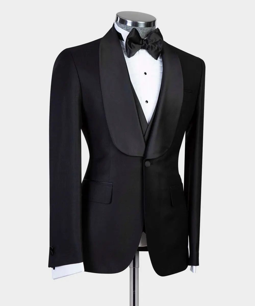 Men's 3 Piece Tuxedo, Suit, Black — photograph 2