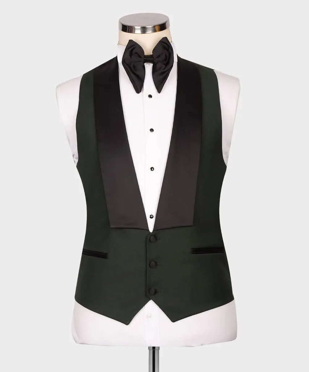 Men's 3 Piece Green/BlackTuxedo Suit — photograph 5