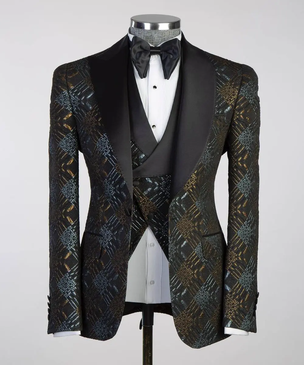 Men's Black Tuxedo-Asymmetrical Satin Lapel — photograph 1