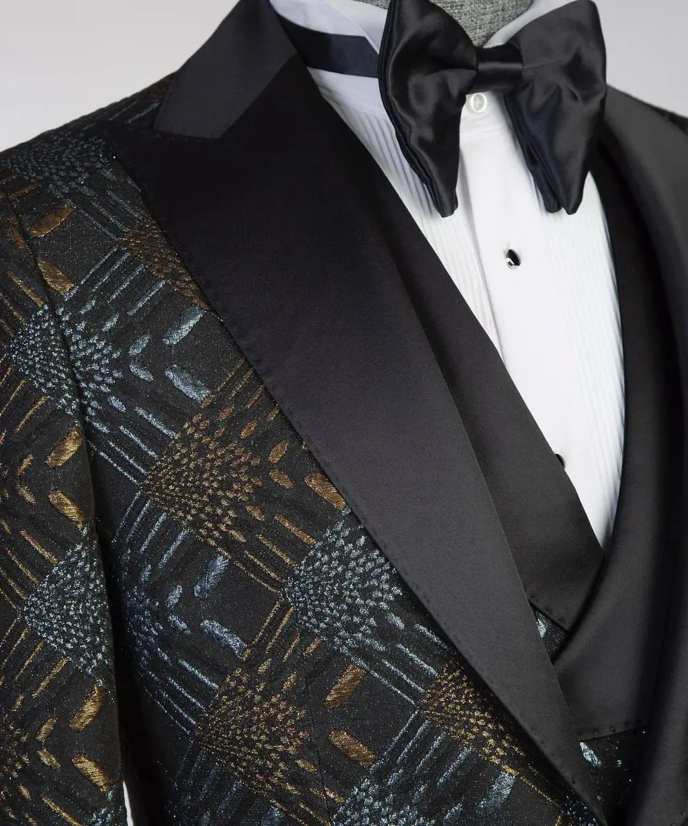 Men's Black Tuxedo-Asymmetrical Satin Lapel — photograph 2