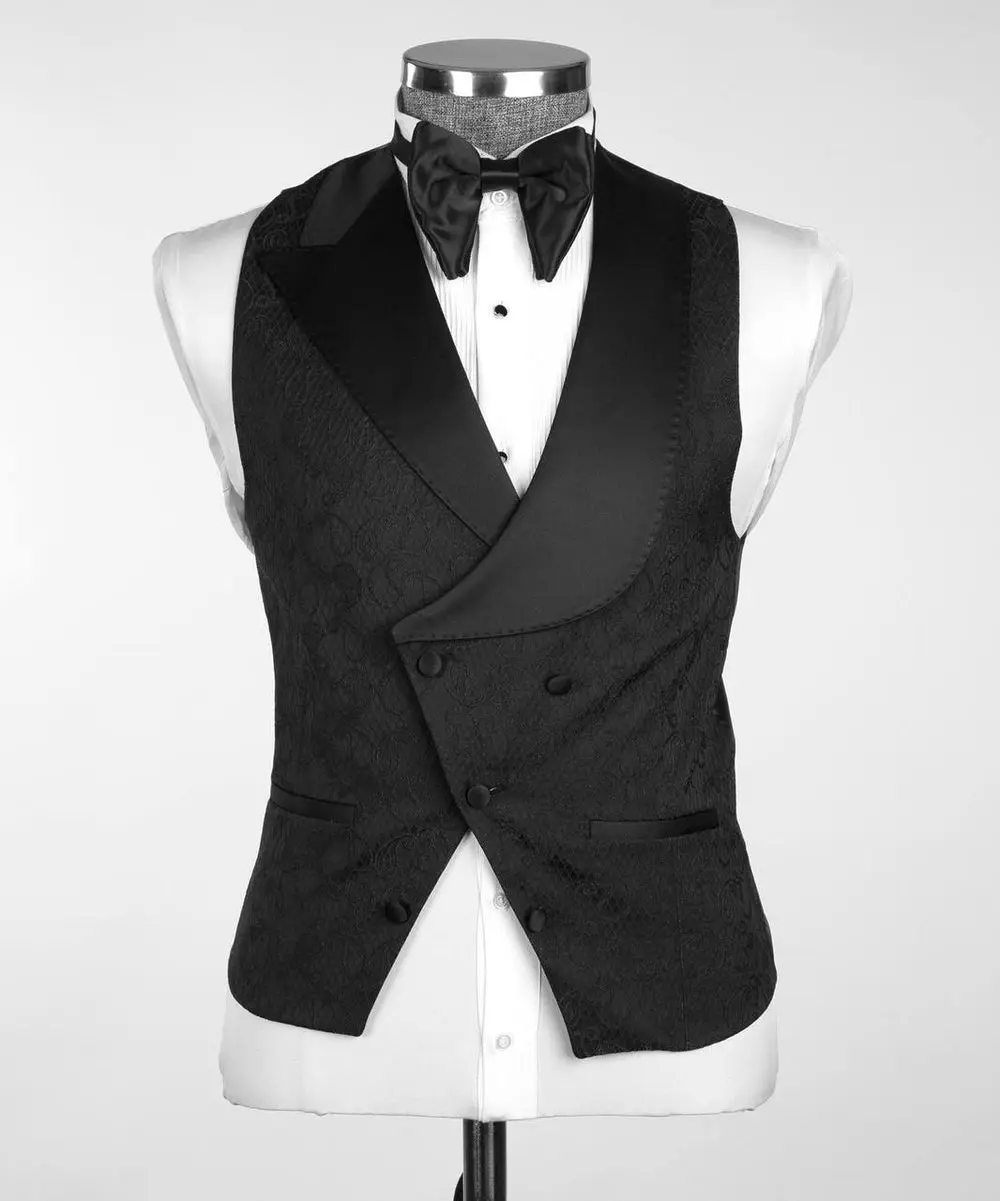 Men's Black Tuxedo-Asymmetrical Satin Lapel — photograph 3