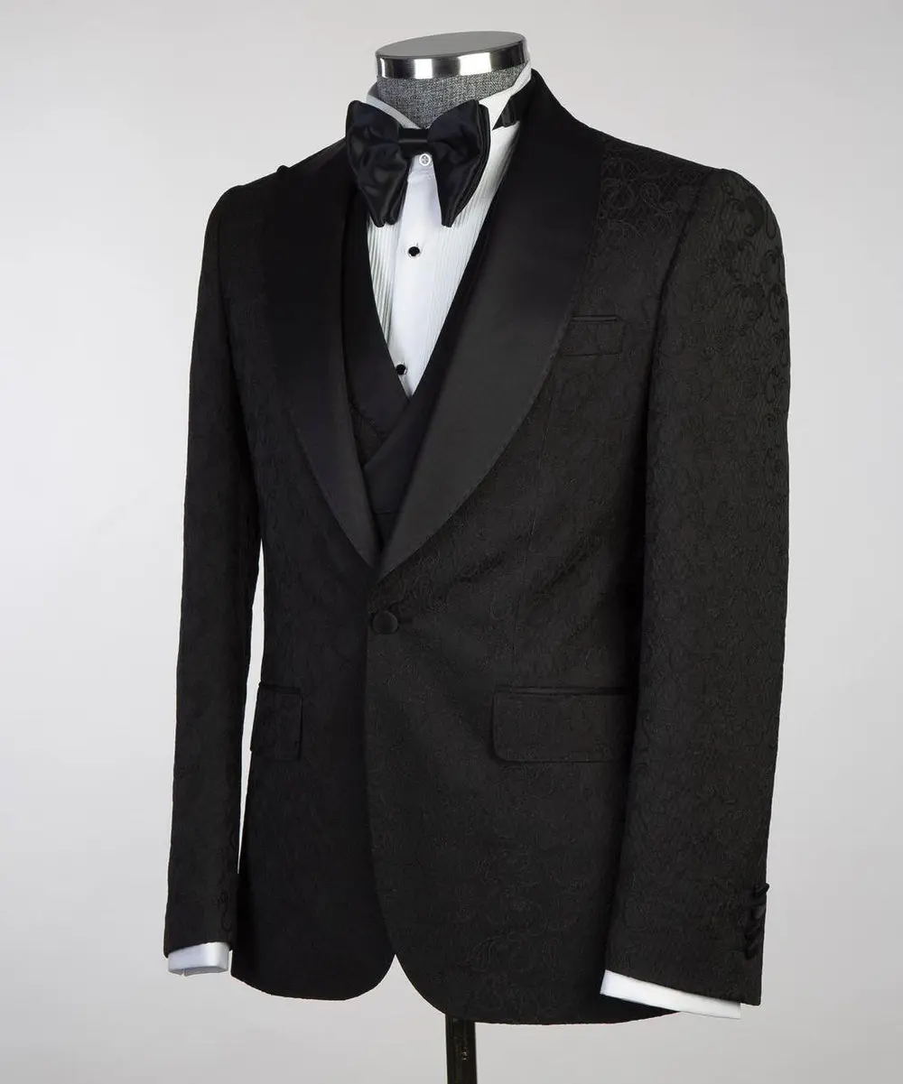 Men's Black Tuxedo-Asymmetrical Satin Lapel — photograph 5