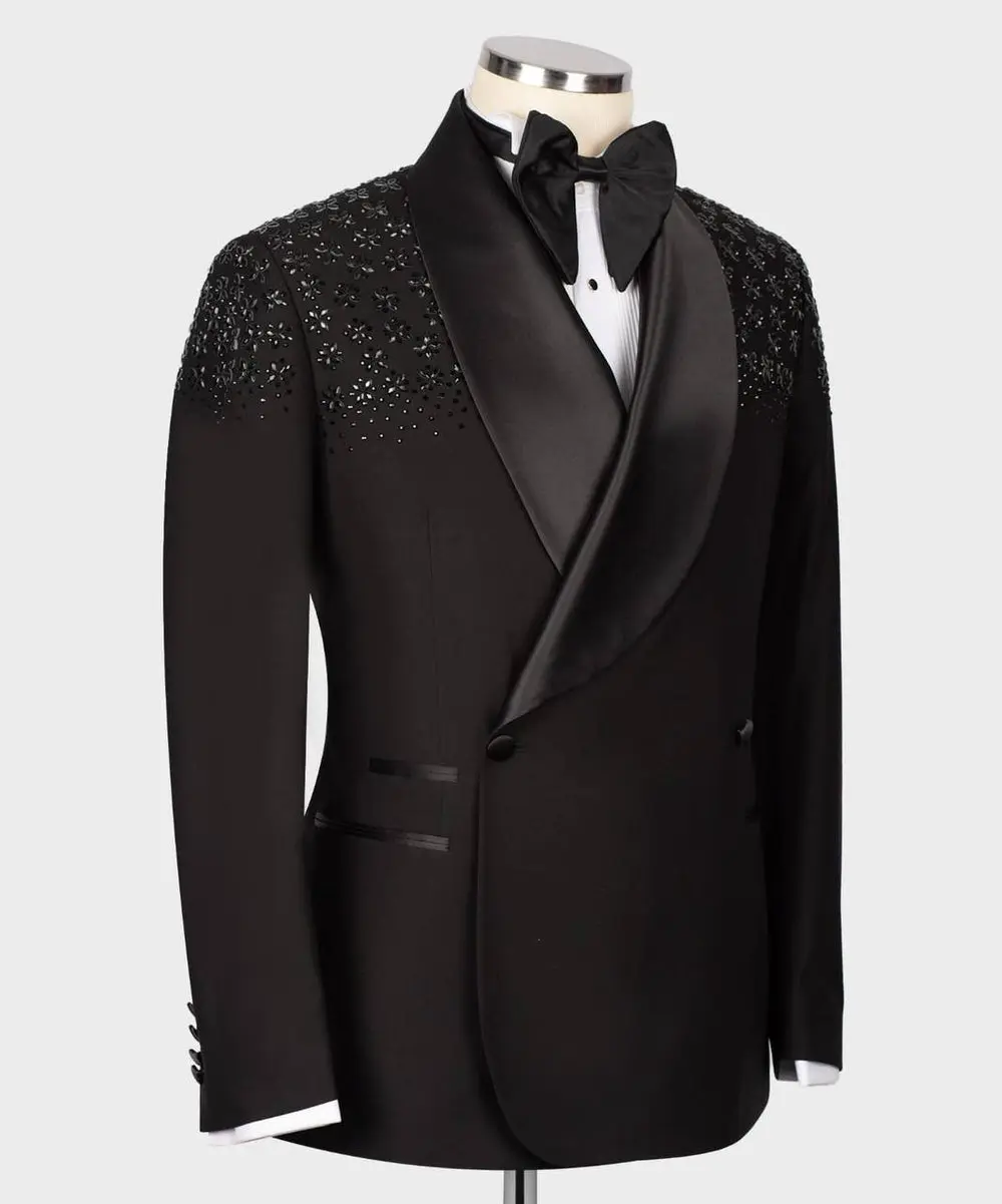 Men's Tuxedo, Black, Beaded on Shoulder — photograph 3