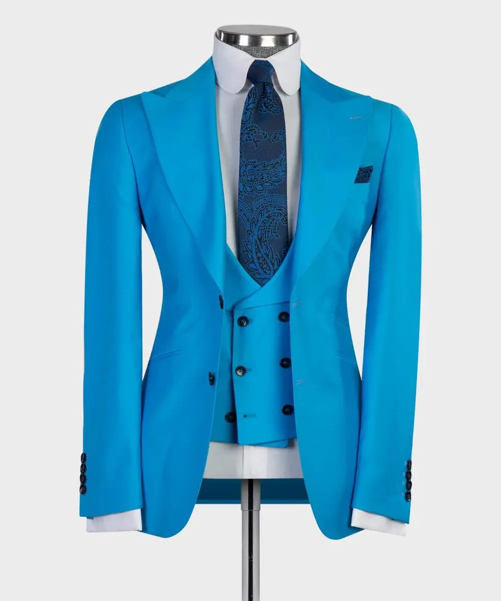 Men's 3 Piece Classic Blue Suit — photograph 1