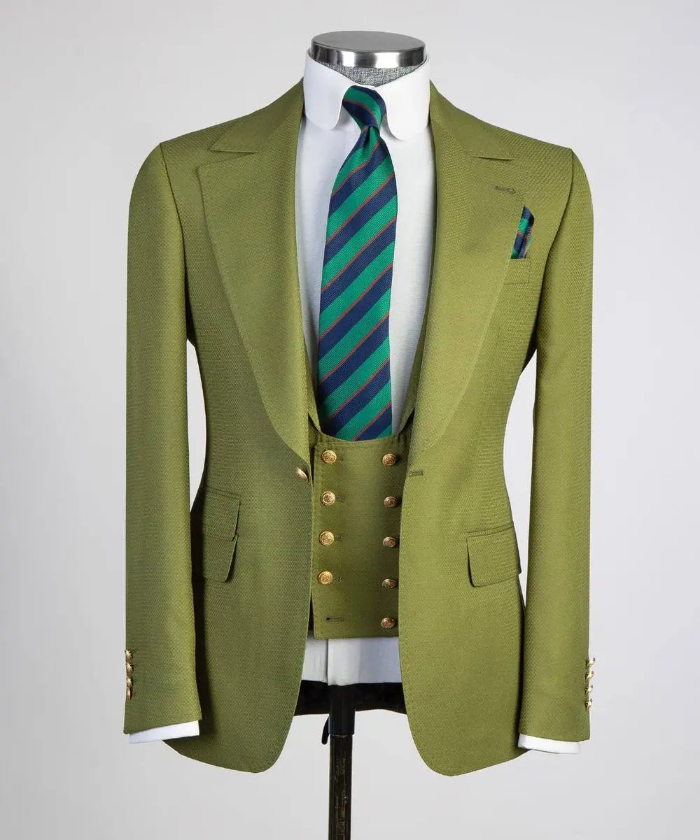 Men's Classic Suit -3 Piece Set -Green — photograph 1