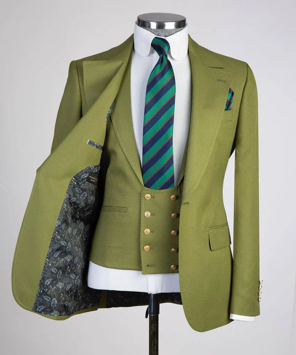 Men's Classic Suit -3 Piece Set -Green — photograph 5