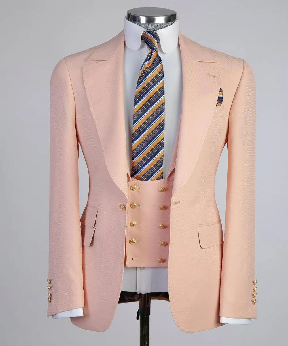 Men's Classic Suit -3 Piece Set -Pink — photograph 1