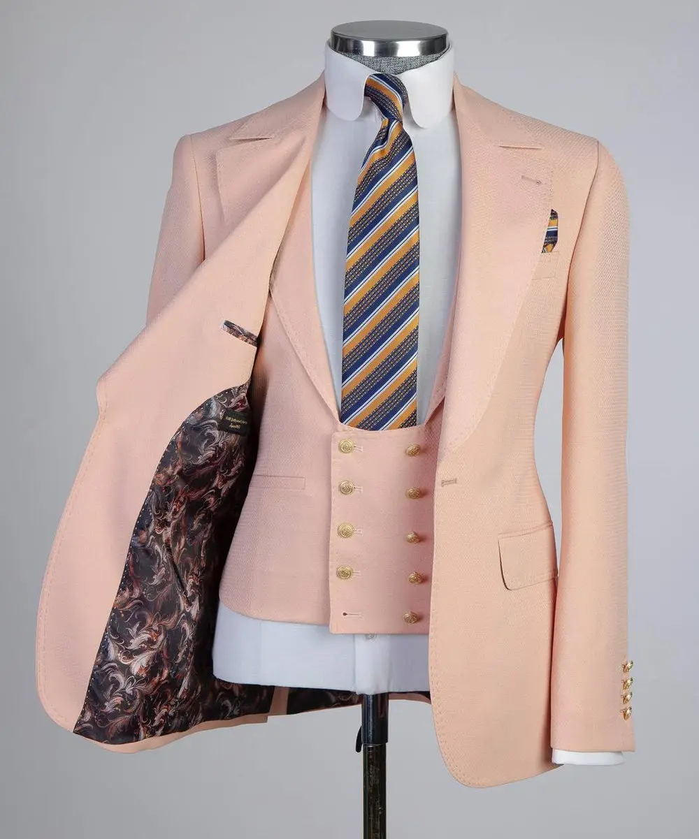 Men's Classic Suit -3 Piece Set -Pink — photograph 6